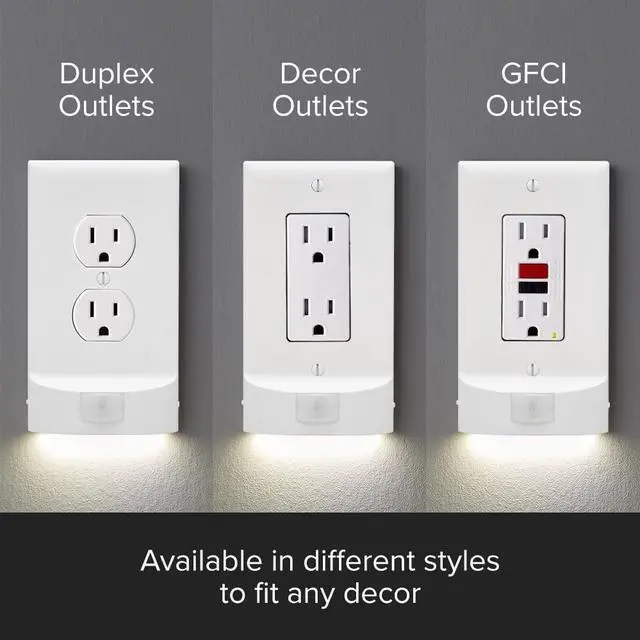 Alt view image 5 of 6 - SnapPower MotionLight Outlet Cover - Motion Detecting LED Night Lights Built-In to Wall Plate - Bright/Dim/Off Options - Auto On/Off Sensor - (Duplex, White)