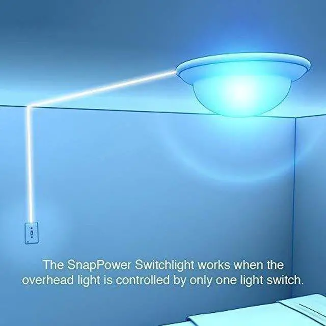 Alt view image 3 of 6 - SnapPower SwitchLight Cover- LED Night Light - for Single-Pole Light Switches - Light Switch Plate with LED Night Lights - Adjust Brightness - Auto On/Off Sensor - (Toggle, White)