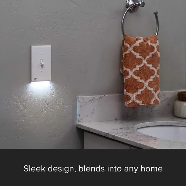 Alt view image 2 of 4 - SnapPower SwitchLight Cover- LED Night Light - for 3-Way Light Switches - Light Switch Plate with LED Night Lights - Adjust Brightness - Auto On/Off Sensor - (Toggle, White)