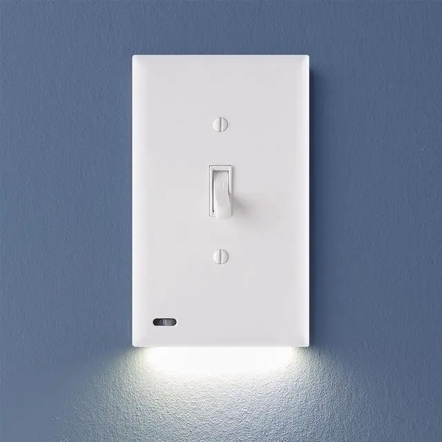 Main image of SnapPower SwitchLight Cover- LED Night Light - for 3-Way Light Switches - Light Switch Plate with LED Night Lights - Adjust Brightness - Auto On/Off Sensor - (Toggle, White)