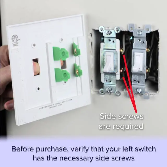Alt view image 2 of 6 - SnapPower SwitchLight Cover [Double-Gang] - Light Switch Wall Plate with Built-in LED Night Lights - Bright/Dim/Off Options - Auto On/Off Sensor - (Toggle, White)