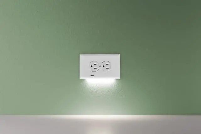 Alt view image 4 of 4 - SnapPower GuideLight 2 PLUS Horizontal Outlet Cover - LED Bright/Dim/Off Light Sensor Night Light - Electrical Outlet Wall Plate (Duplex, White)