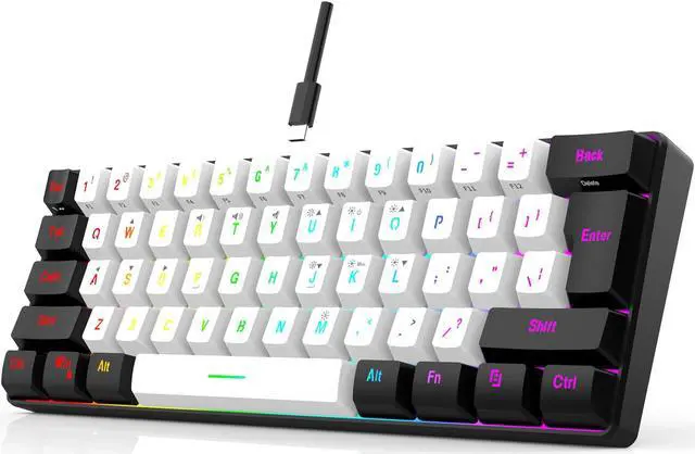 Main image of 7KEYS Wired Gaming Keyboard 60% Mini RGB Backlight Small Keyboard Mechanical Feel 25 Keys Anti-conflict White / Black