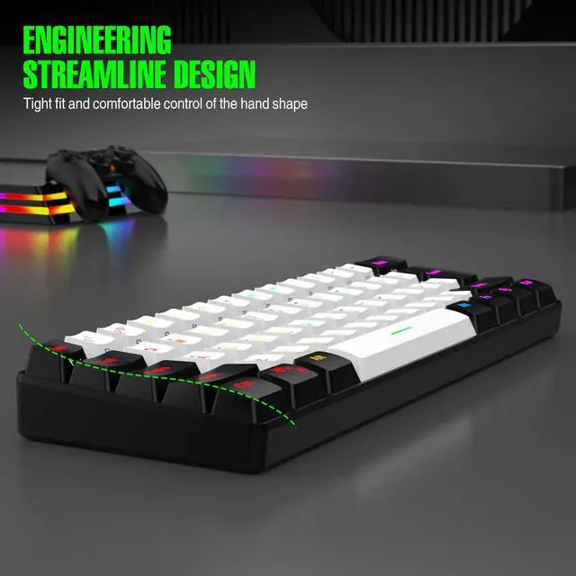 Alt view image 5 of 7 - 7KEYS Wired Gaming Keyboard 60% Mini RGB Backlight Small Keyboard Mechanical Feel 25 Keys Anti-conflict White / Black
