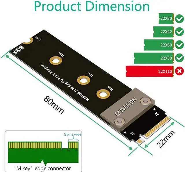 Alt view image 5 of 6 - M.2 NGFF Key M to PCIe 3.0 4X Extension Cable (90°Right Angle PCI-E Slot)