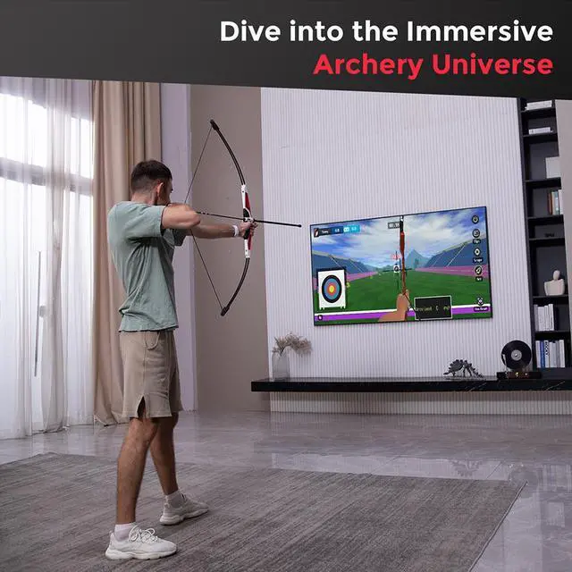 Alt view image 6 of 7 - WONDERFITTER Artemis VR Game Bow, VR Attachment, Immersive Virtual Archery Experience (10lbs Smart bow, Arrow Barrel Module, Bowstring, 2 x Bow Limbs, 7+ Digital Archery Games)