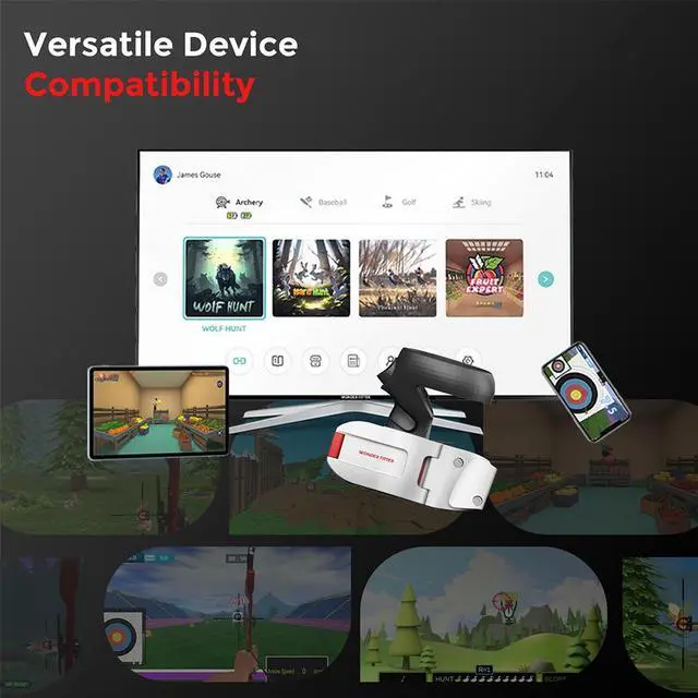 Alt view image 5 of 7 - WONDERFITTER Artemis VR Game Bow, VR Attachment, Immersive Virtual Archery Experience (10lbs Smart bow, Arrow Barrel Module, Bowstring, 2 x Bow Limbs, 7+ Digital Archery Games)