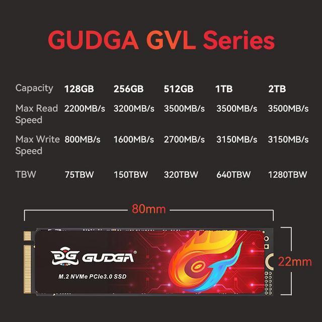Alt view image 7 of 7 - GUDGA SSD Internal Solid State Drive M.2 NVMe 2280 PCIe 3.0X4 Computer Disk Data Storage 3D TLC NAND Flash Hard Drives PC Desktop Laptop 2TB