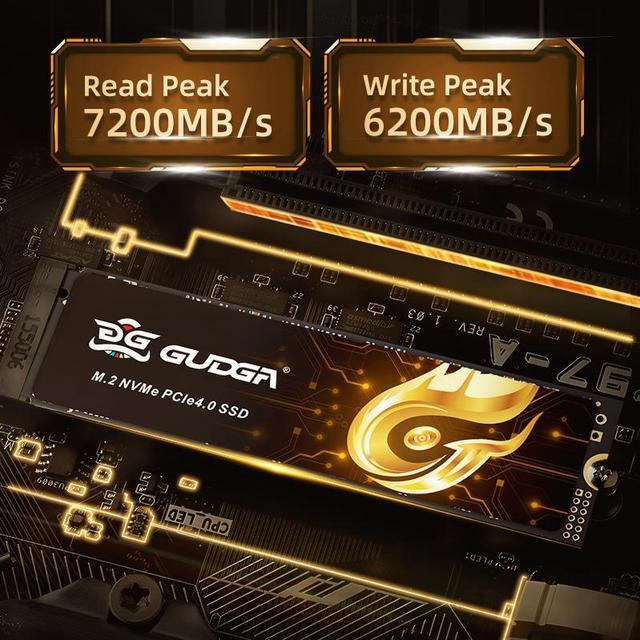 Alt view image 5 of 7 - GUDGA 2TB M.2 2280 PCIe 4.0x4 NVME SSD Read Speed Up to 7200MB/S 3D NAND Flash Internal Solid State Drive for PS5 PC Desktop Laptop Game-Player With Heatsink
