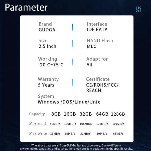 Alt view image 6 of 6 - GUDGA 32GB 2.5 inch PATA/IDE SSD, MLC Flash SM2236 Controller Internal Solid State Disk