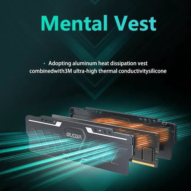 Alt view image 7 of 7 - GUDGA DDR5 Memory RAM 8GB/16GB 4800-6400MHz 1.1-1.35V CL40 with Aluminum Heatsink for Desktop PC 16GB