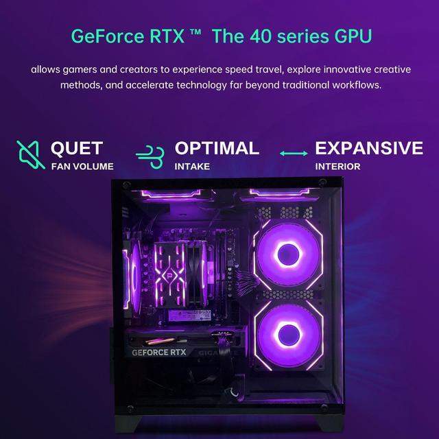 Alt view image 4 of 7 - AOACE Gaming PC Desktop INTEL Core i5 12400F 2.5 GHz, NVIDIA RTX 4060 8G DLSS 3, 32GB DDR4 RAM 3200MHz,1TB NVMe PCIe4.0,  Wi-Fi6E, Game Design Office console,Sea View Room,Windows 11 Home 64-bit