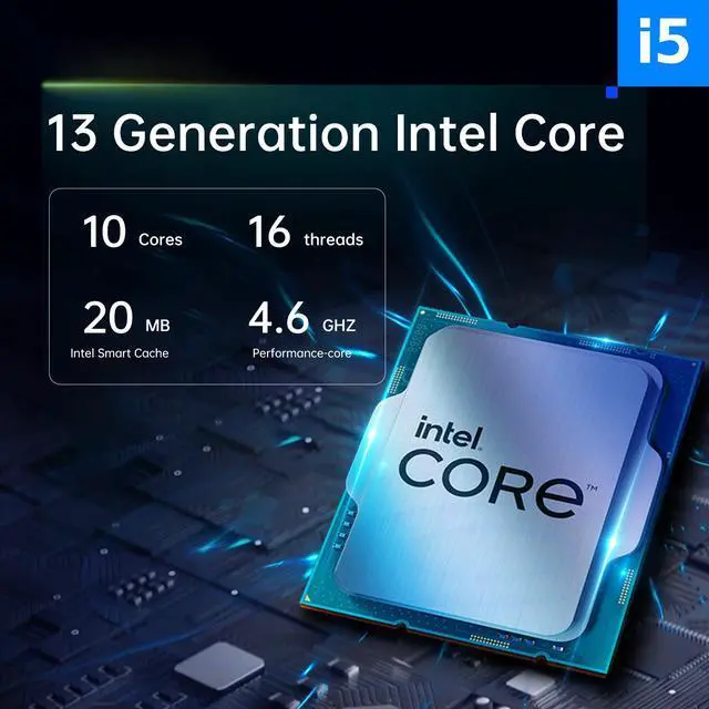 Alt view image 4 of 7 - AOACE Gaming PC Desktop Intel Core i5-13400F (10 Core up to 4.6GHz ),AMD Radeon RX 6750 GRE 10G, 1TB NVME SSD, 32GB DDR4 3200 RAM , WiFi6e + Bluetooth 5.3, Windows 11 Home 64-bit