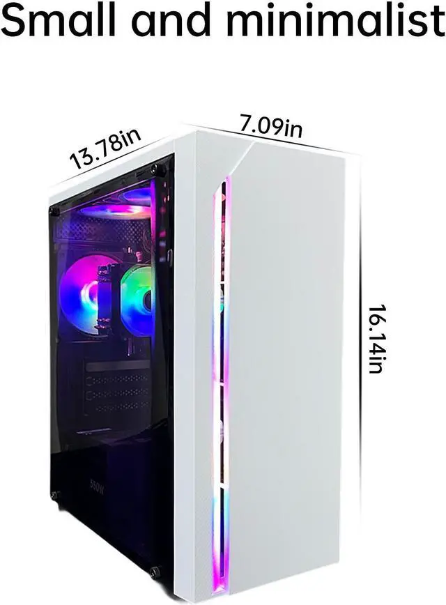 Alt view image 6 of 7 - AOACE Gaming PC Desktop Computer, AMD Ryzen 7 5700G 3.8GHz, AMD Radeon Vega 8 Graphics,16GB DDR4, NVME 1TB SSD,WiFi6 & Bluetooth, Small and simple chassis White