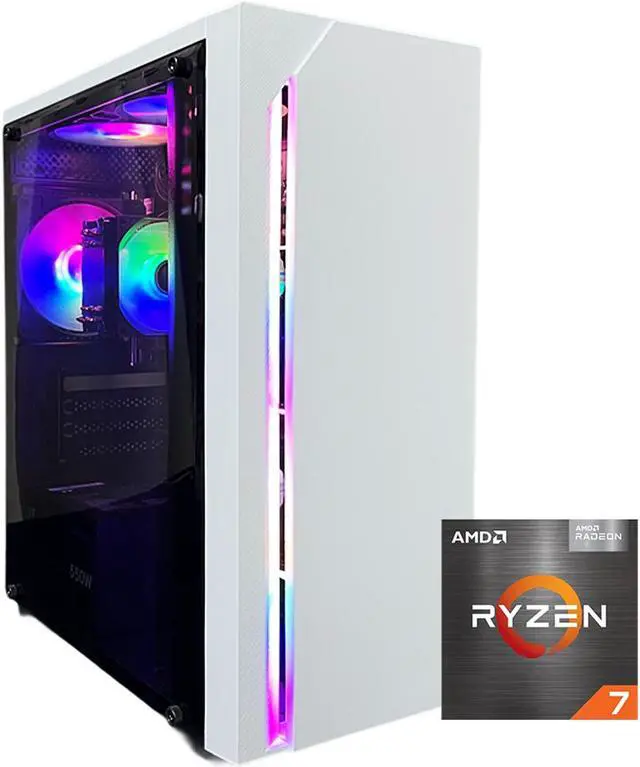 Main image of AOACE Gaming PC Desktop Computer, AMD Ryzen 7 5700G 3.8GHz, AMD Radeon Vega 8 Graphics,16GB DDR4, NVME 1TB SSD,WiFi6 & Bluetooth, Small and simple chassis White