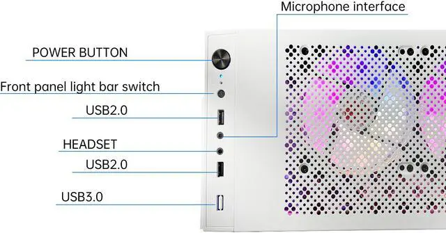 Alt view image 5 of 7 - AOACE Gaming PC Desktop Computer, AMD Ryzen 7 5700G 3.8GHz, AMD Radeon Vega 8 Graphics,16GB DDR4, NVME 1TB SSD,WiFi6 & Bluetooth, Small and simple chassis White