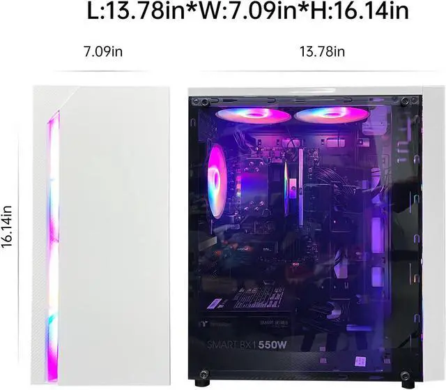 Alt view image 4 of 7 - AOACE Gaming PC Desktop Computer, AMD Ryzen 7 5700G 3.8GHz, AMD Radeon Vega 8 Graphics,16GB DDR4, NVME 1TB SSD,WiFi6 & Bluetooth, Small and simple chassis White