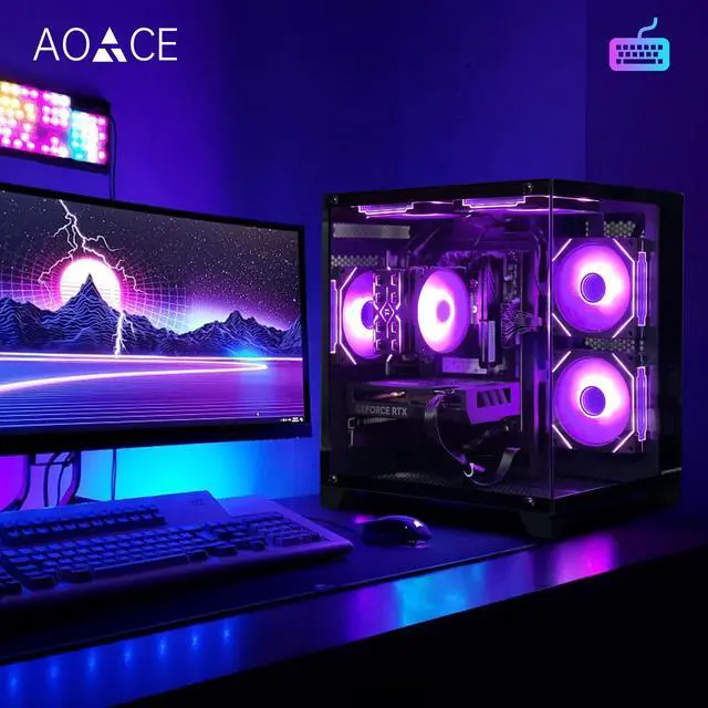 Alt view image 4 of 7 - AOACE Gaming PC Desktop INTEL Core i5 14400F 2.5 GHz, NVIDIA RTX 4060 8G DLSS 3, 32GB DDR4 RAM 3200MHz,1TB NVMe PCIe4.0, Wi-Fi6E, Game Design Office console,Sea View Room,Windows 11 Home 64-bit