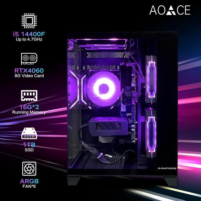 AOACE Gaming PC Desktop INTEL Core i5 14400F 2.5 GHz, NVIDIA AOACE Gaming PC Desktop INTEL Core i5 14400F 2.5 GHz, NVIDIA