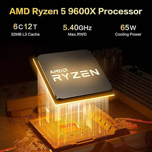 Alt view image 2 of 6 - AOACE - Gaming Desktop -AMD Ryzen5 9600X - NVIDIA GeForce RTX 5070 12G - 1TB M2 - 32GB DDR5 6400MHz - WiFi&Bluetooth - Windows 11 home - Gaming PC
