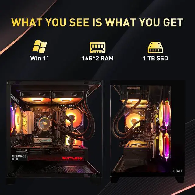Alt view image 3 of 6 - AOACE - Gaming Desktop -AMD Ryzen5 9600X - NVIDIA GeForce RTX 5070 12G - 1TB M2 - 32GB DDR5 6400MHz - WiFi&Bluetooth - Windows 11 home - Gaming PC