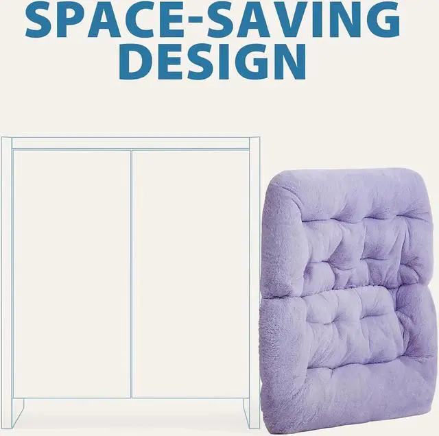 Alt view image 2 of 6 - Comfy Saucer Chair for Adults, Soft Faux Fur Folding Lounge Chair for Bedroom Living Room Dorm Rooms Flexible Reading Chair for Teens Kids, X-Large Foldable Chair (Faux Fur-Lavender)