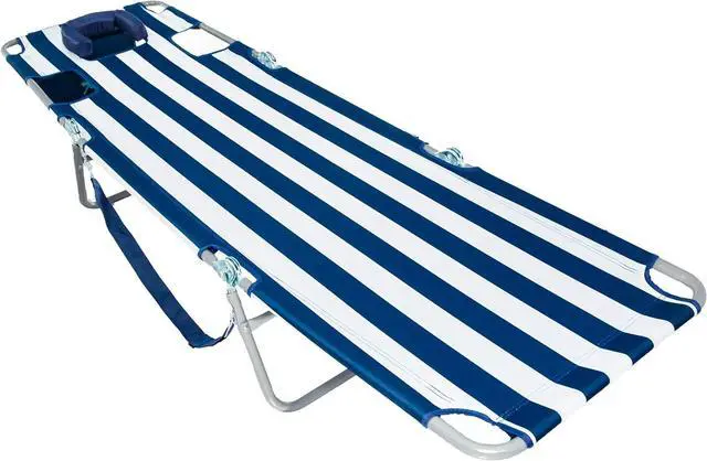 Alt view image 2 of 7 - Chaise Lounge Beach Chair for Adults with Face Hole - Versatile, Folding Lounger for Outside Pool, Sunbathing and Reading on Stomach - Deluxe, Foldable Laying Out Chair for Tanning