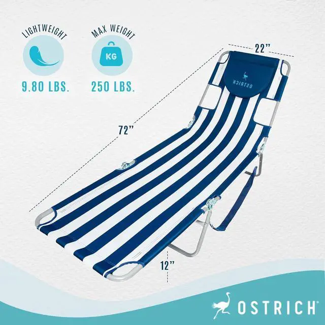 Alt view image 7 of 7 - Chaise Lounge Beach Chair for Adults with Face Hole - Versatile, Folding Lounger for Outside Pool, Sunbathing and Reading on Stomach - Deluxe, Foldable Laying Out Chair for Tanning