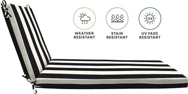 Alt view image 2 of 7 - Outdoor Chaise, 22.5" W x 70" L, Cabana Stripe Blue & White Patio Cushion