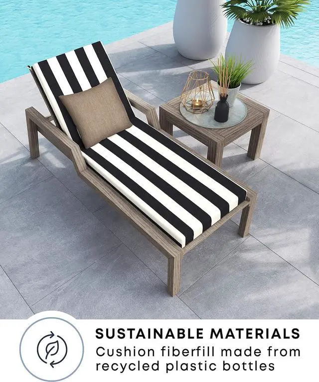 Alt view image 7 of 7 - Outdoor Chaise, 22.5" W x 70" L, Cabana Stripe Blue & White Patio Cushion