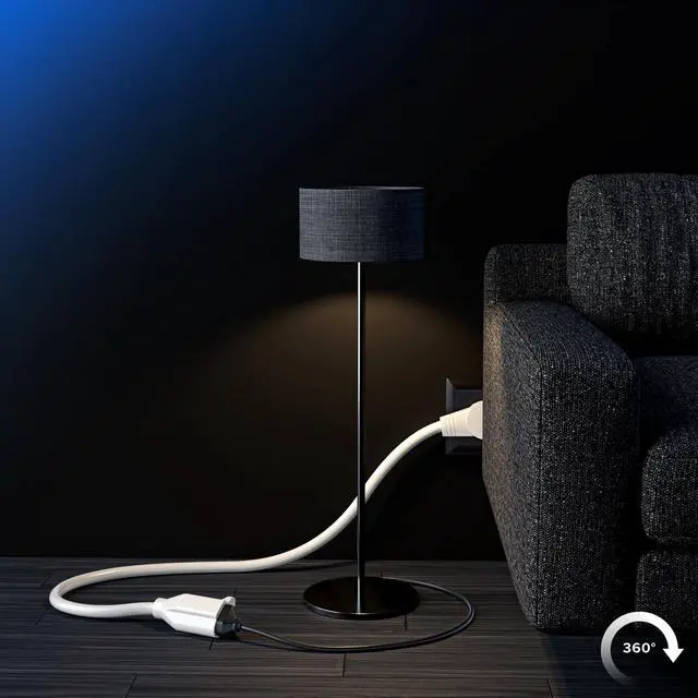 Alt view image 7 of 7 - Maximm Extension Cord 1 Foot White Flat Plug, 360° Rotating Short Power Cord Single Outlet, Indoor 16 Gauge 3 Prong Grounded Wire UL Certified (1Ft White)