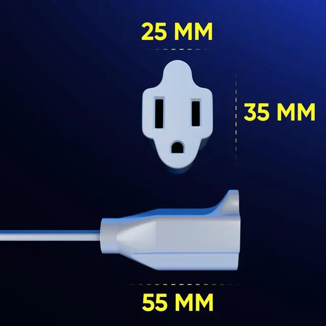 Alt view image 6 of 7 - Maximm 360° Rotating Flat Plug Extension Cord 1 feet Flat Extension Cord Under Carpet with Slim Space-Saving Plug Design, Low Profile Extension Cord (White)