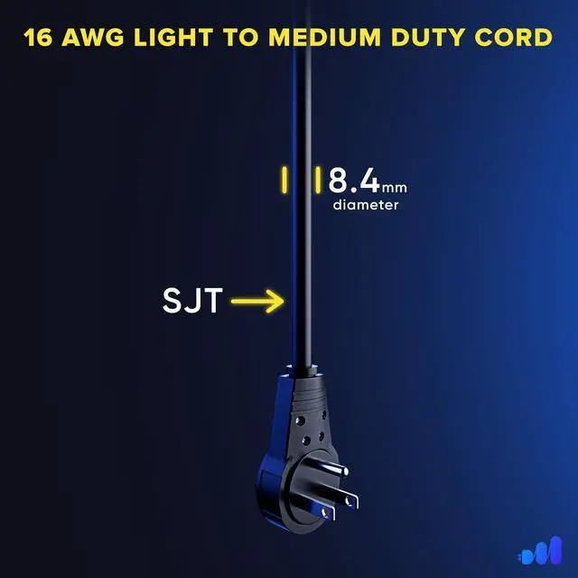 Alt view image 5 of 7 - Maximm Cable 50 Feet 360° Rotating Flat Plug Extension Cord/Wire, 3 Prong Grounded Wire 16 Awg Power Cord - Black UL Certified