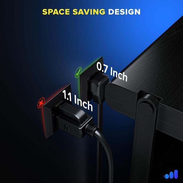 Alt view image 2 of 7 - Maximm Extension Cord Heavy Duty (6 Feet) Flat Wire 3-Prong Flat Plug, 14 AWG Power Cord - UL Certified, Black, Ideal for Home and Office Use, Appliances, Electronics, Power Tools