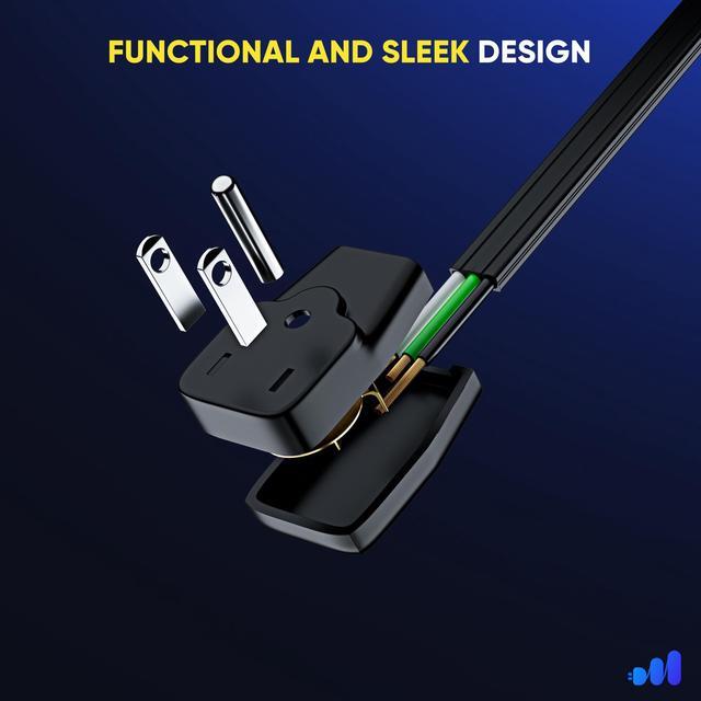 Alt view image 3 of 7 - Maximm Extension Cord Heavy Duty (6 Feet) Flat Wire 3-Prong Flat Plug, 14 AWG Power Cord - UL Certified, Black, Ideal for Home and Office Use, Appliances, Electronics, Power Tools