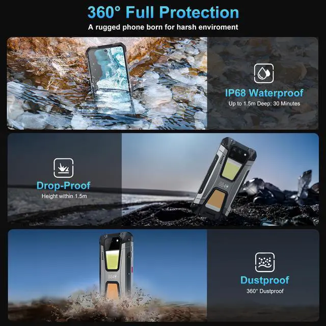 Alt view image 6 of 7 - 8849 Tank 2 Rugged Smartphone, 15500mAh 4G Outdoor Rugged Cell Phone 512GB ROM, 6.79" Waterproof Android 13 Mobile Phones, 108MP Main Camera/OTG/NFC