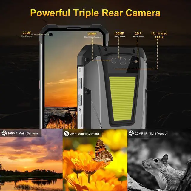 Alt view image 4 of 7 - 8849 Tank Outdoor Smartphone 22000mAh 12GB+256GB 4G Rugged Android Phone with 1200LM Camping Light IP68 Waterproof 6.81"  Cell Phone