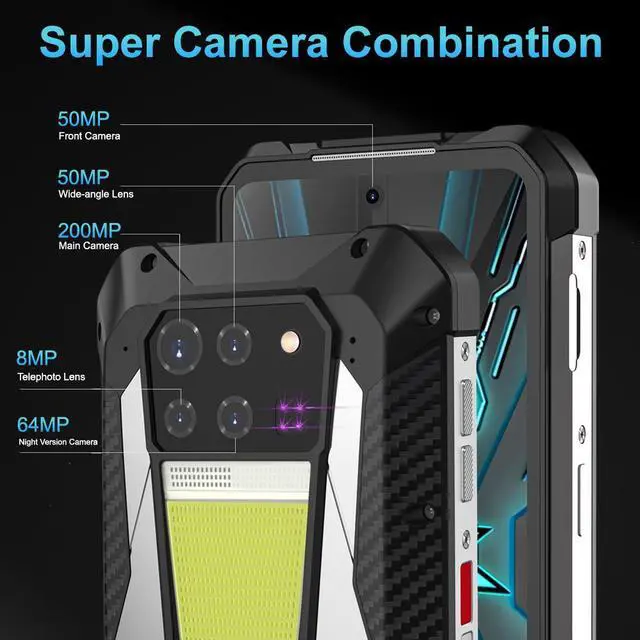 Alt view image 7 of 7 - 8849 Tank 3 5G Rugged Smartphone, 23800mAh 6.79" Outdoor Cell Phone Unlocked, 16GB+512GB,  Waterproof Android 13 Mobile Phones, 200MP Main Camera Dual SIM (Support T-Mobile & Verizon Only)