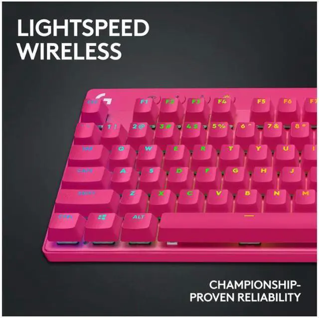 Alt view image 3 of 3 - Logitech G PRO X TKL LIGHTSPEED Bluetooth Backlit Mechanical Tactile Gaming Keyboard - Magenta - En