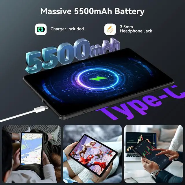 Alt view image 5 of 7 - Headwolf 2024 New Arrival WPad5 10.1'' IPS Android 14 Tablet, T606 Octa Core FHD 1920 * 1200 Display Tablet, 8GB RAM + 128GB ROM, Widevine L1, 5500mAh, 2.4/5G WiFi GPS Tablet