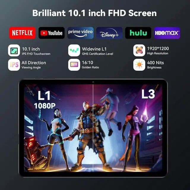 Alt view image 4 of 7 - Headwolf 2024 New Arrival WPad5 10.1'' IPS Android 14 Tablet, T606 Octa Core FHD 1920 * 1200 Display Tablet, 8GB RAM + 128GB ROM, Widevine L1, 5500mAh, 2.4/5G WiFi GPS Tablet