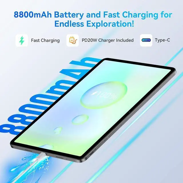 Alt view image 5 of 7 - Headwolf New Arrival HPad6 12'' IPS 2K Android 14 Tablet, Helio G99 Octa Core Tablet, 8+12GB RAM + 256GB ROM Gaming Tablet, 8800mAh, Widevine L1, 16MP+8MP, Quad Speaker, 2.4/5G WiFi GPS Tablet