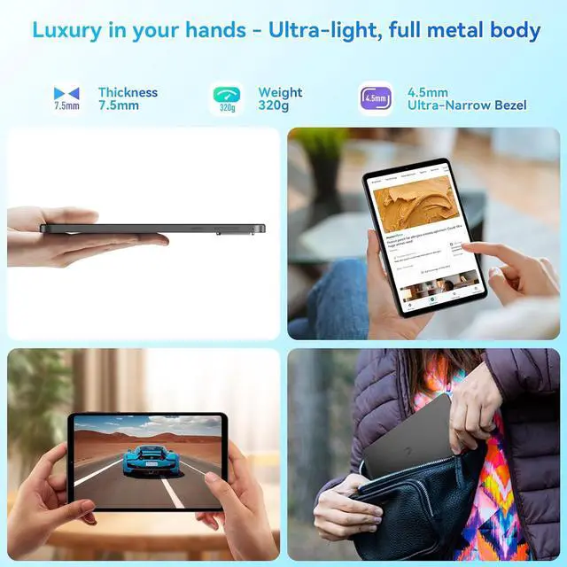 Alt view image 6 of 7 - Headwolf New Arrival FPad5 8.4'' IPS Android 14 Tablet, Helio G99 Octa Core Tablet, FHD 1920 * 1200 Display Tablet, 16GB RAM + 128GB ROM, Widevine L1, 5500mAh, 13MP+8MP, 2.4/5G WiFi GPS Tablet