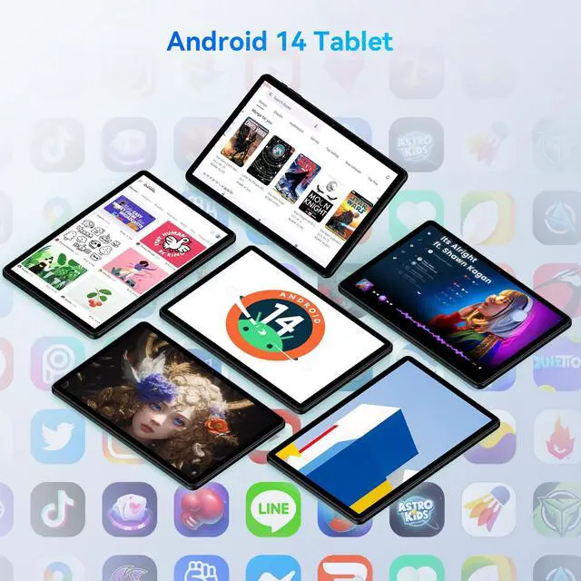 Alt view image 5 of 7 - Headwolf 10 inch Android 14 Tablet with Keyboard, 2 in 1 Tablet with Case Mouse Stylus, 1920 * 1200 FHD Display, Octa Core, 8GB RAM+128GB ROM, Widevine L1, 5500mAh, 2024 Latest Electronics Tablets