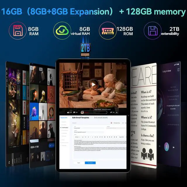Alt view image 4 of 7 - Alphawolf Lpad3A Android 15 Tablet 11 inch, FHD 1920 * 1200 IPS Display, 20GB (8+12GB Expanded) RAM 128GB ROM Octa-Core Processor, 5MP + 13MP Dual HD Camera, Widevine L1, 2.4G/5G WiFi,8000mAh