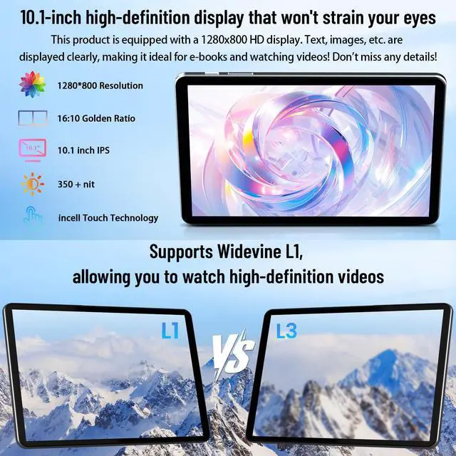 Alt view image 2 of 7 - Alphawolf Latest Android 15 Tablets Computer Set with keyboard, Wi-Fi Model 10.1 Inch Octa-core CPU T615, 20GB (8+12 Virtual), 128GB ROM, Widevine L1, Stereo Speaker, 6000mAh, 5MP+8MP Dual Camera