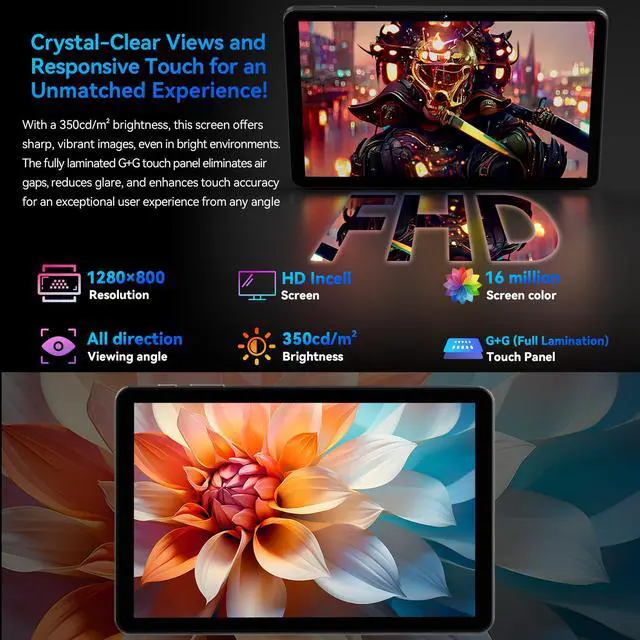 Alt view image 3 of 6 - Headwolf Android 16 Tablet, 10 inch Tablet, Gemini Al 3.0 Android Tablets, 2 in 1 Tablet with Keyboard, 128gb ROM+24(4+20)gb RAM+ 2TB Expand, Octa-Core Processor, Bluetooth, GPS, Gray