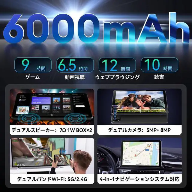 Alt view image 5 of 6 - Headwolf Android 16 Tablet, 10 inch Tablet, Gemini Al 3.0 Android Tablets, 2 in 1 Tablet with Keyboard, 128gb ROM+24(4+20)gb RAM+ 2TB Expand, Octa-Core Processor, Bluetooth, GPS, Gray