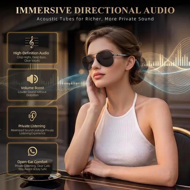 Alt view image 5 of 7 - Headwolf Hai02 AI Smart Glasses Pure Titanium Frames with Replaceable Temple Arms, Built-in ChatGPT 4.0, Real-Time Asking, Open-Ear Audio, Lightweight Design for Business and Daily Use