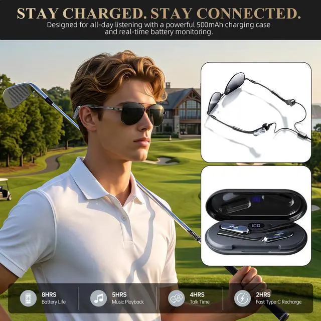 Alt view image 6 of 7 - Headwolf Hai02 AI Smart Glasses Pure Titanium Frames with Replaceable Temple Arms, Built-in ChatGPT 4.0, Real-Time Asking, Open-Ear Audio, Lightweight Design for Business and Daily Use